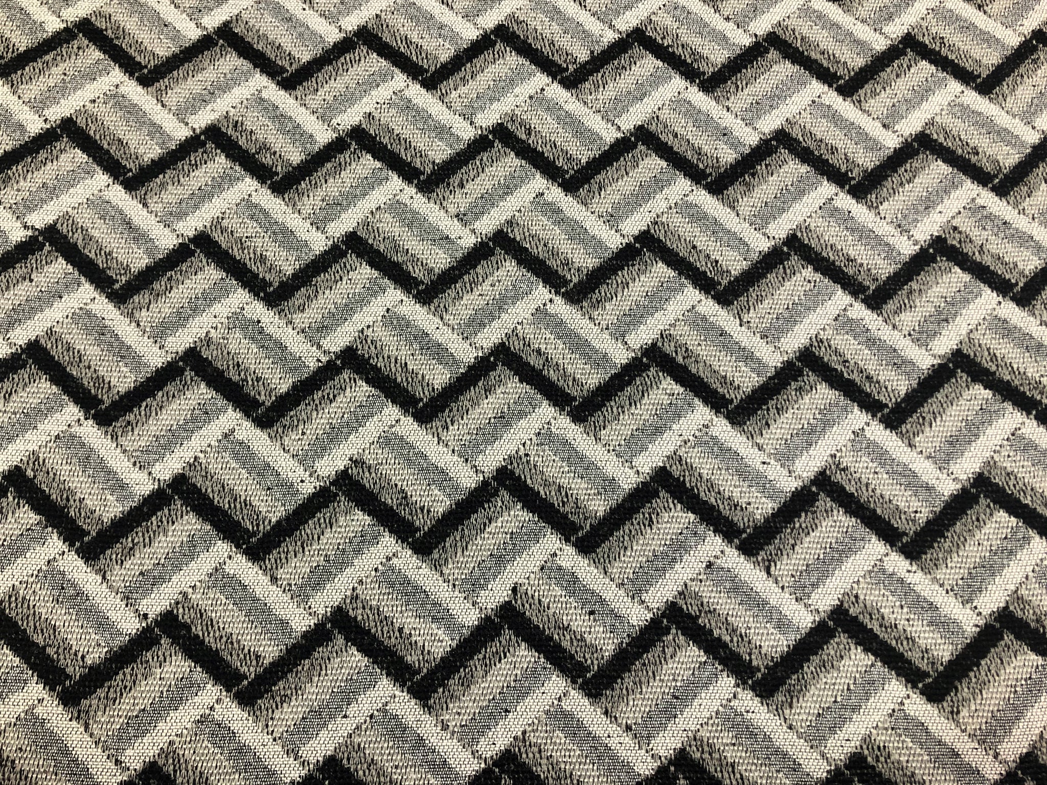 Chevron Black Gray Upholstery Fabric, On Sale