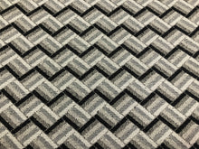 Load image into Gallery viewer, Black Grey Geometric Chevron Abstract Woven Upholstery Fabric