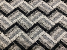 Load image into Gallery viewer, Black Grey Geometric Chevron Abstract Woven Upholstery Fabric