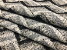 Load image into Gallery viewer, Black Grey Geometric Chevron Abstract Woven Upholstery Fabric