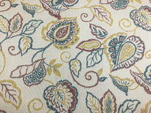 Load image into Gallery viewer, Designer Water &amp; Stain Resistant Indoor Outdoor Beige Red Teal Yellow Floral Upholstery Drapery Fabric