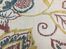 Load image into Gallery viewer, Designer Water &amp; Stain Resistant Indoor Outdoor Beige Red Teal Yellow Floral Upholstery Drapery Fabric