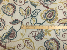 Load image into Gallery viewer, Designer Water &amp; Stain Resistant Indoor Outdoor Beige Red Teal Yellow Floral Upholstery Drapery Fabric