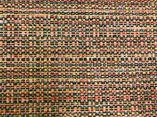 Load image into Gallery viewer, 1 Yd Designer Genuine Straw Acrylic Basketweave Indoor Outdoor Pink Coral Orange Taupe Brown Upholstery Fabric