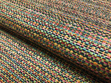 Load image into Gallery viewer, 1 Yd Designer Genuine Straw Acrylic Basketweave Indoor Outdoor Pink Coral Orange Taupe Brown Upholstery Fabric