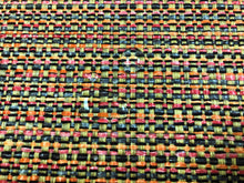 Load image into Gallery viewer, 1 Yd Designer Genuine Straw Acrylic Basketweave Indoor Outdoor Pink Coral Orange Taupe Brown Upholstery Fabric