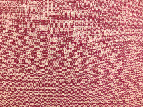 1 Yard Designer Magenta Pink Beige Linen Woven Tweed MCM Mid Century Modern Geometric Upholstery Fabric