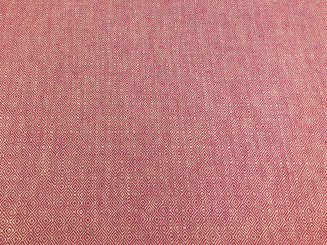 1 Yard Designer Magenta Pink Beige Linen Woven Tweed MCM Mid Century Modern Geometric Upholstery Fabric