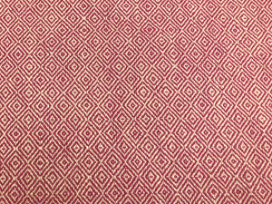 1 Yard Designer Magenta Pink Beige Linen Woven Tweed MCM Mid Century Modern Geometric Upholstery Fabric