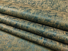 Load image into Gallery viewer, Designer Dark Teal Beige Abstract Textured MCM Mid Century Modern Upholstery Drapery Fabric