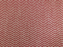 Load image into Gallery viewer, 1.5 Yards Designer Red Greige Chevron Geometric MCM Mid Century Modern Upholstery Fabric