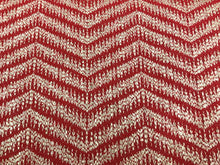 Load image into Gallery viewer, 1.5 Yards Designer Red Greige Chevron Geometric MCM Mid Century Modern Upholstery Fabric