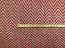 Load image into Gallery viewer, 1.5 Yards Designer Red Greige Chevron Geometric MCM Mid Century Modern Upholstery Fabric