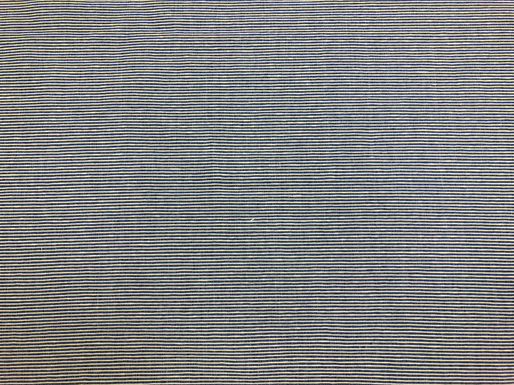 Designer Woven Navy Blue White Ticking Stripe Upholstery Drapery Fabric