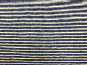 Designer Woven Navy Blue White Ticking Stripe Upholstery Drapery Fabric