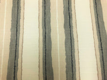 Load image into Gallery viewer, 1 1/3 Yd Groundworks Kelly Wearstler Shoreline Linen Pyrite Ivory Grey Beige Stripe Indoor Outdoor Fabric