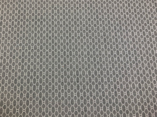 Designer Water & Stain Resistant Grey Off White Woven Geometric Upholstery Fabric
