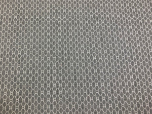 Designer Water & Stain Resistant Grey Off White Woven Geometric Upholstery Fabric