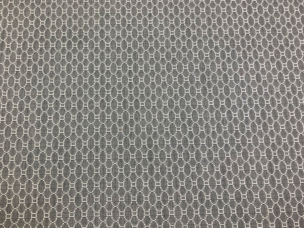 Designer Water & Stain Resistant Grey Off White Woven Geometric Upholstery Fabric