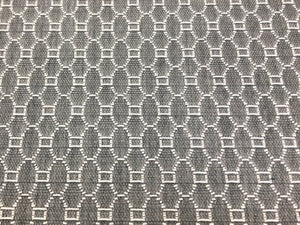 Designer Water & Stain Resistant Grey Off White Woven Geometric Upholstery Fabric