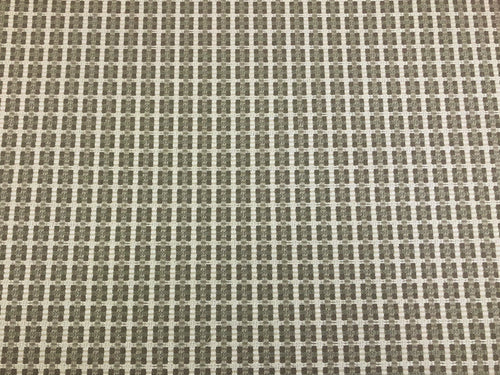 1 1/3 Yards Designer Woven Taupe Cream Check Geometric Linen Blend Upholstery Fabric
