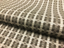 Load image into Gallery viewer, 1 1/3 Yards Designer Woven Taupe Cream Check Geometric Linen Blend Upholstery Fabric