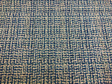 Load image into Gallery viewer, 1.75 Yards Designer Royal Navy Blue White MCM Mid Century Modern Tweed Upholstery Fabric