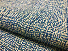 Load image into Gallery viewer, 1.75 Yards Designer Royal Navy Blue White MCM Mid Century Modern Tweed Upholstery Fabric