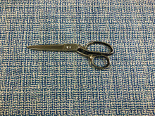 Load image into Gallery viewer, 1.75 Yards Designer Royal Navy Blue White MCM Mid Century Modern Tweed Upholstery Fabric