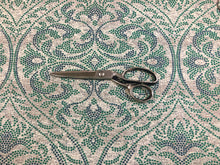 Load image into Gallery viewer, Designer Water &amp; Stain Resistant Teal Emerald Green Off White Mosaic Medallion Upholstery Drapery Fabric