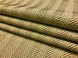 Designer Brown Mustard Gold Cream Herringbone Tweed Upholstery Drapery Fabric