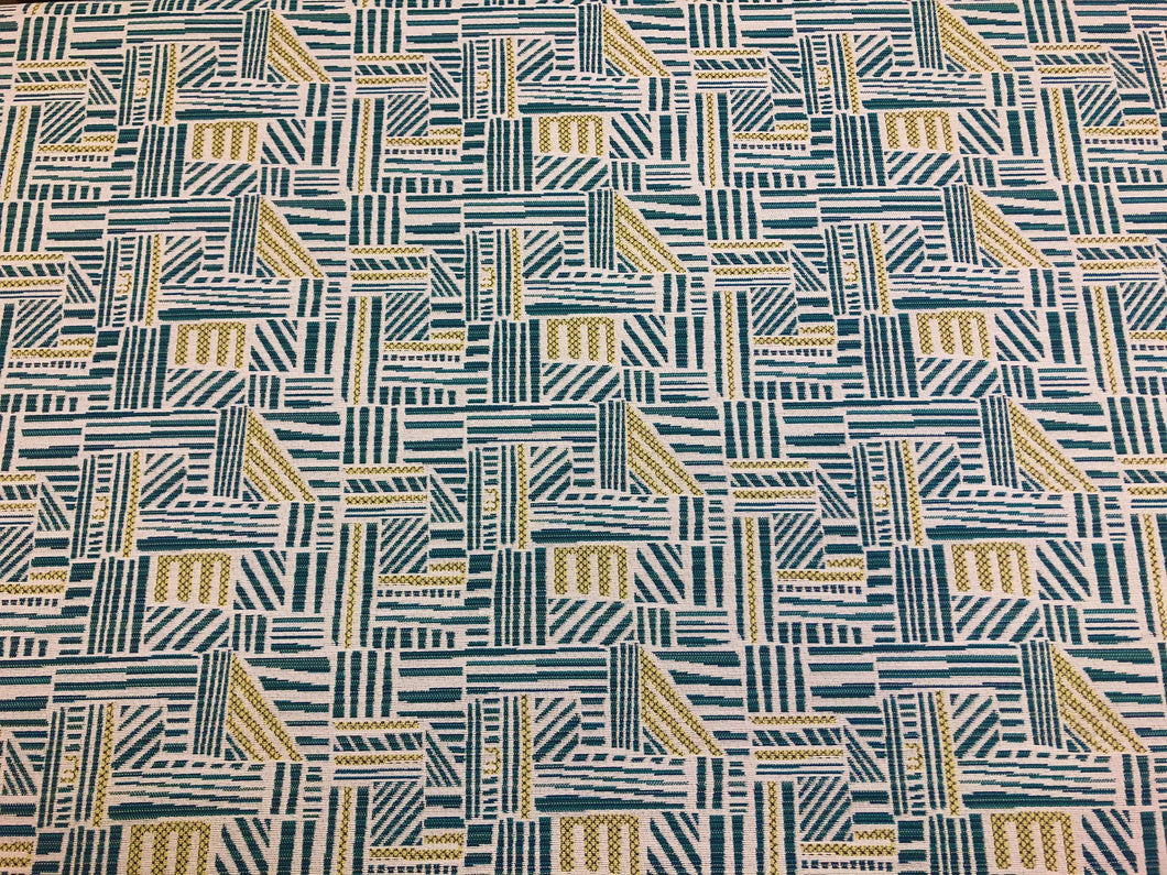 Designer Teal Geometric Abstract Indoor Outdoor Water selling & Stain Resistant Upholstery Drapery Fabric WHS 3086