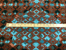 Load image into Gallery viewer, Designer Water &amp; Stain Resistant Indoor Outdoor Teal Green Copper Rusty Brown Abstract Upholstery Drapery Fabric