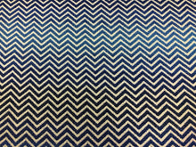Load image into Gallery viewer, 1 1/2 Yards Designer Water &amp; Stain Resistant Indoor Outdoor Navy Blue White Ombre Chevron Geometric Upholstery Drapery Fabric