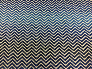 1 1/2 Yards Designer Water & Stain Resistant Indoor Outdoor Navy Blue White Ombre Chevron Geometric Upholstery Drapery Fabric