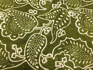 2005 Adam Claremont Boho Chic Olive selling Green Beige Floral Hand Printed Linen Fabric STA1629