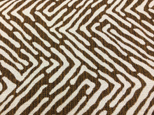 Load image into Gallery viewer, Designer Water &amp; Stain Resistant Rusty Brown Cream Abstract Tribal Animal Pattern Upholstery Fabric