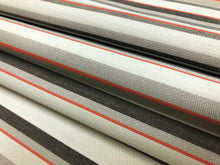 Load image into Gallery viewer, Designer Water &amp; Stain Resistant Indoor Outdoor Grey Orange Stripe Upholstery Fabric