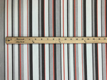 Load image into Gallery viewer, Designer Water &amp; Stain Resistant Indoor Outdoor Grey Orange Stripe Upholstery Fabric