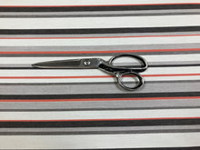 Load image into Gallery viewer, Designer Water &amp; Stain Resistant Indoor Outdoor Grey Orange Stripe Upholstery Fabric