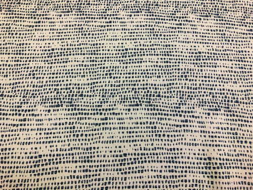 Designer Water & Stain Resistant Denim Blue Off White Abstract Geometric Upholstery Drapery Fabric
