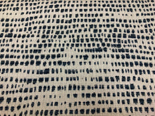 Load image into Gallery viewer, Designer Water &amp; Stain Resistant Denim Blue Off White Abstract Geometric Upholstery Drapery Fabric