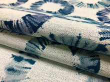 Load image into Gallery viewer, Designer Teal Green Navy Blue Off White Abstract Upholstery Drapery Fabric