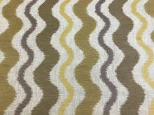 Load image into Gallery viewer, Designer Mustard Gold Taupe Mauve Abstract Embroidered Linen Drapery Fabric