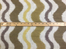 Load image into Gallery viewer, Designer Mustard Gold Taupe Mauve Abstract Embroidered Linen Drapery Fabric