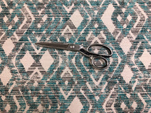 Load image into Gallery viewer, Designer Water &amp; Stain Resistant Indoor Outdoor Grey Teal Green Geometric Abstract Upholstery Drapery Fabric