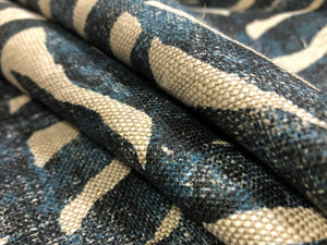 Clay McLaurin Cumberland Indigo Navy Blue Beige Linen Upholstery Drapery Fabric