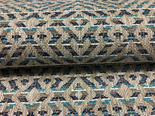 Load image into Gallery viewer, Romo Mokolo Maize Indigo Teal Grey Navy Blue Geometric Polypropelene Upholstery Fabric STA 3043