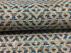 Romo Mokolo Maize Indigo Teal Grey Navy Blue Geometric Polypropelene Upholstery Fabric STA 3043