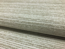 Load image into Gallery viewer, Designer Water &amp; Stain Resistant Indoor Outdoor Off White Taupe Neutral Textured Stripe Upholstery Fabric